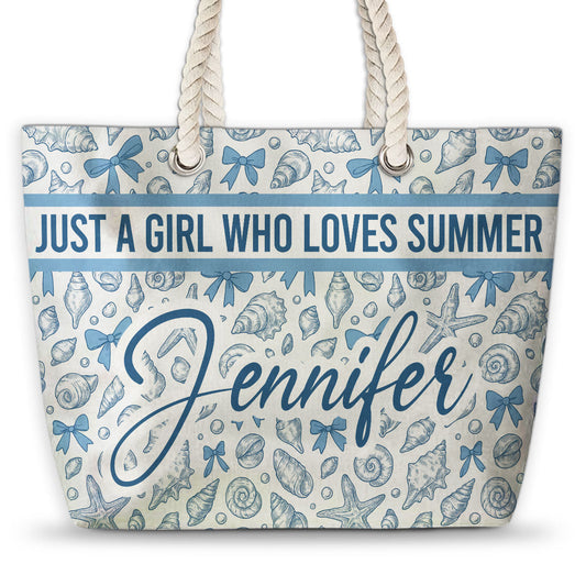 Just A Girl Who Loves Summer - Personalized Beach Bag