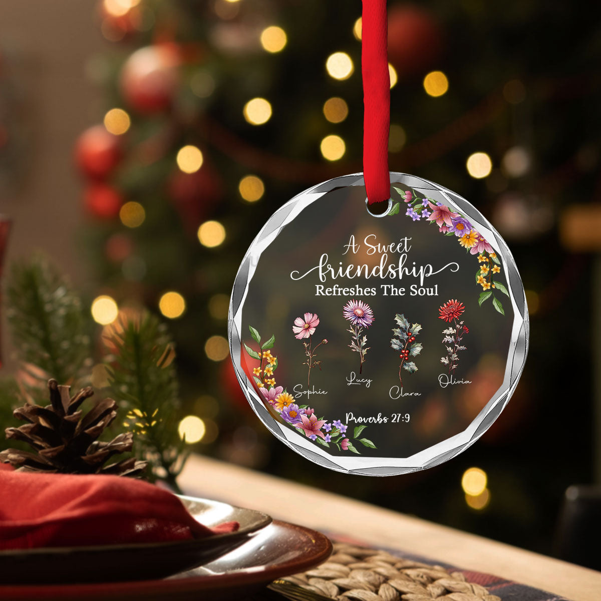 Friendship Refreshes The Soul - Personalized Custom Glass Ornament