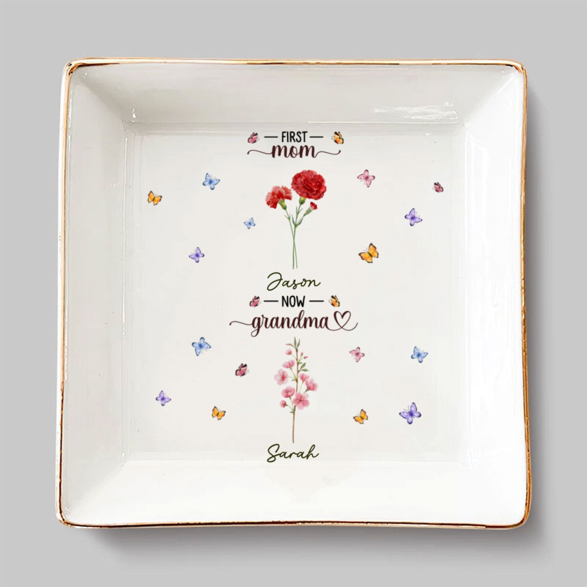 First Mom Now Grandma - Personalized Custom Jewelry Dish