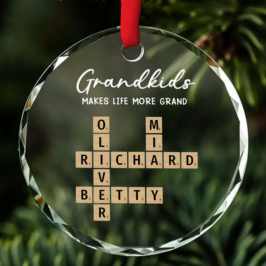 Grandkids Make Every Day Brighter - Personalized Custom Glass Ornament