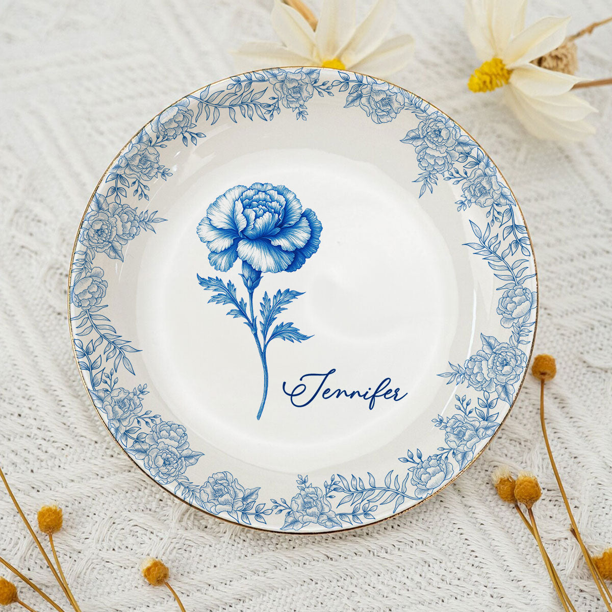 Friends Are Flowers That Never Fade Toile - Personalized Custom Jewelry Dish