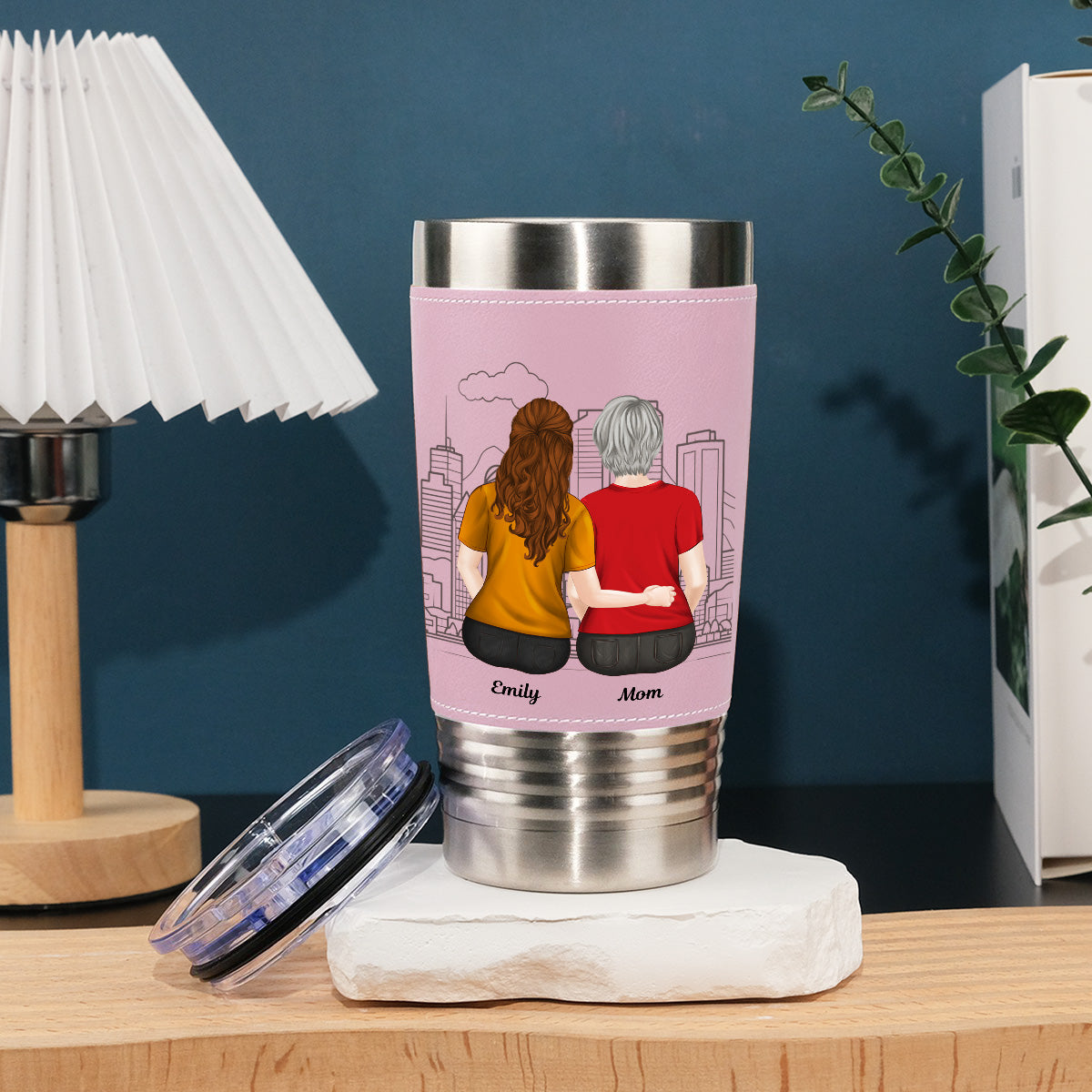 From Mom To Badass Daughter - Personalized Custom Pink Leather Tumbler