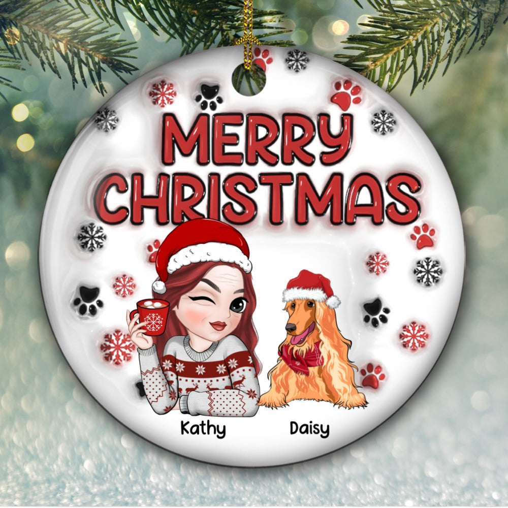 Merry Christmas Fur Mom - Personalized Custom 3D Inflated Effect Ceramic Ornament