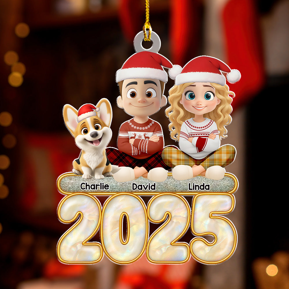 This Is Us And The Dog - Personalized Custom Acrylic Ornament