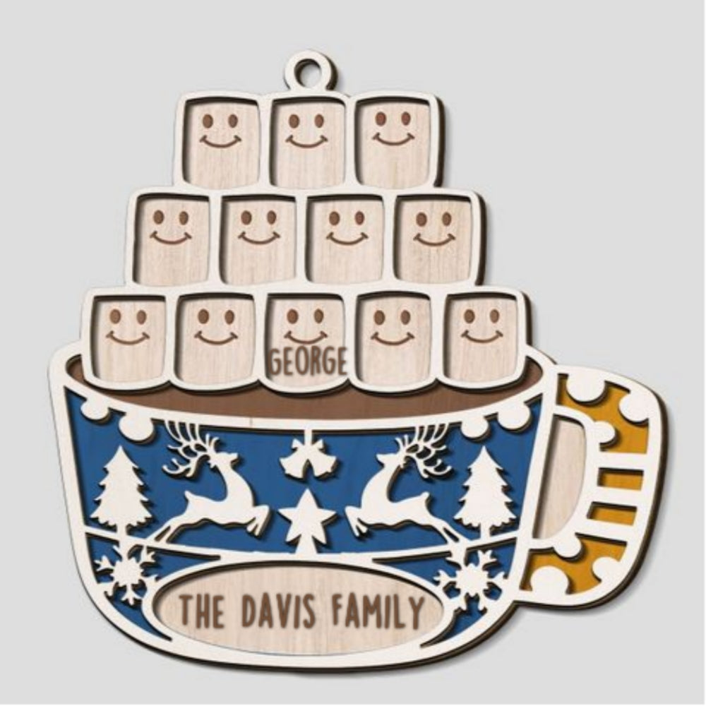 Family Love Grows Warmer At Christmas - Personalized Custom 2-Layered Wood Ornament