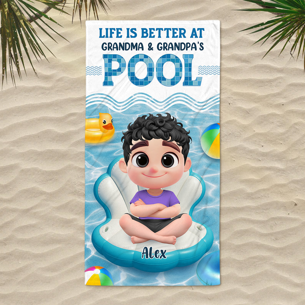 Better At Grandma Pool - Personalized Custom Beach Towel