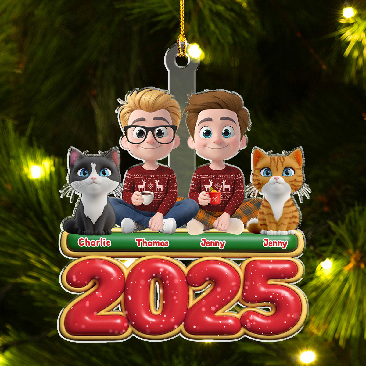 We And Our Cat Version 2 - Personalized Custom Acrylic Ornament