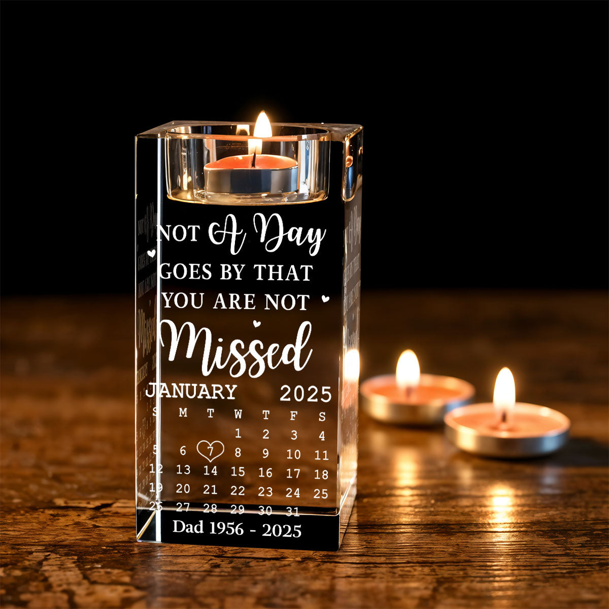 Miss You - Personalized Custom Engraved Crystal Candle Holder