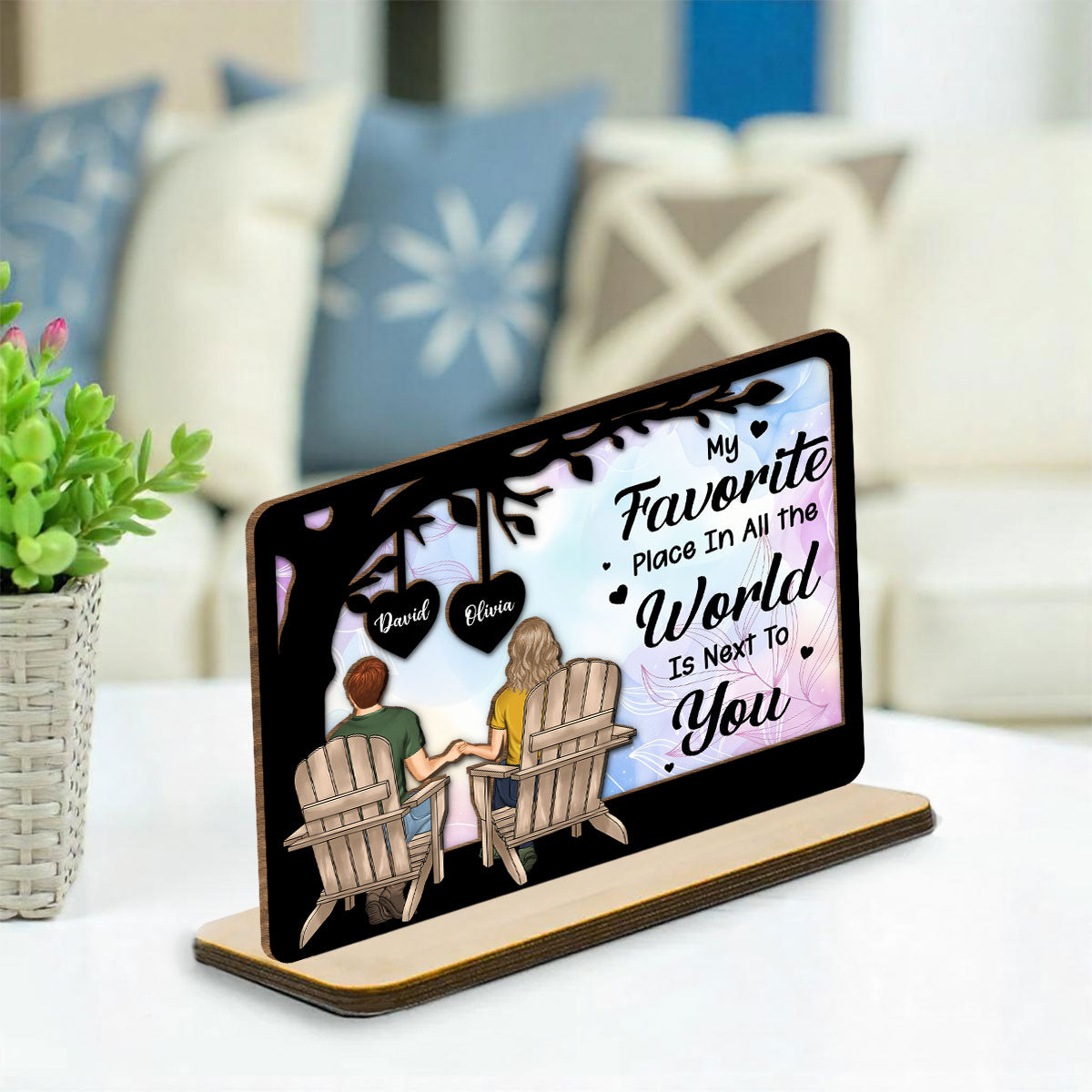 My Favorite Place - Personalized Custom 2-Layer Wood Plaque With Flat Base