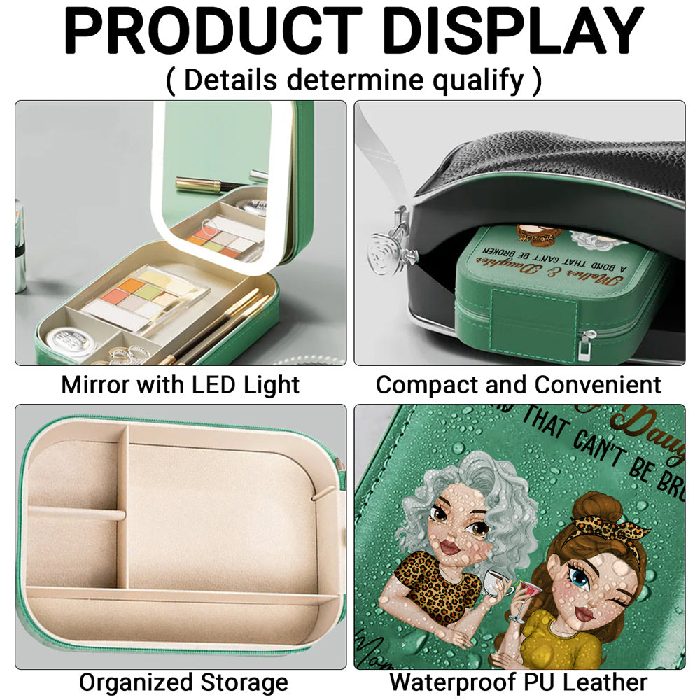 Mother And Daughter - Personalized Custom Jewelry Box With LED Mirror