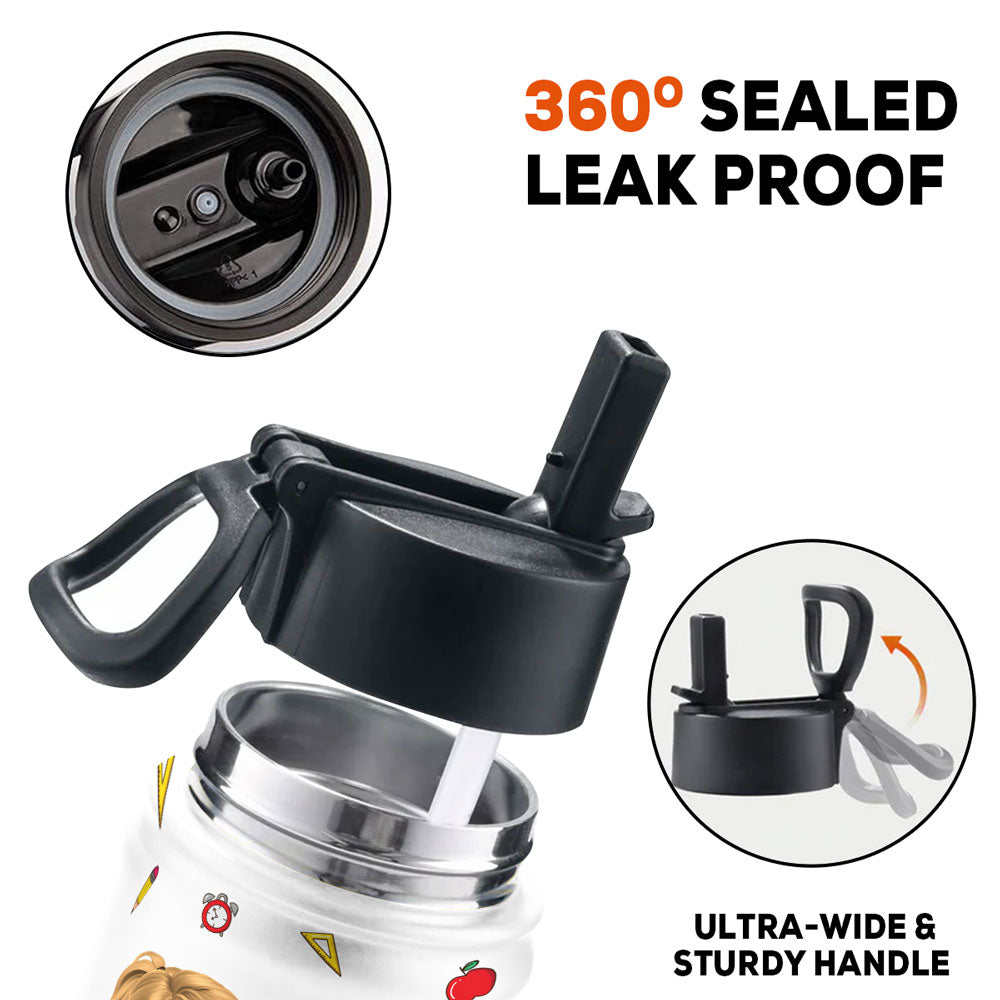 Alphabet Cartoonize - Personalized Custom 3D Inflated Effect Kids Water Bottle