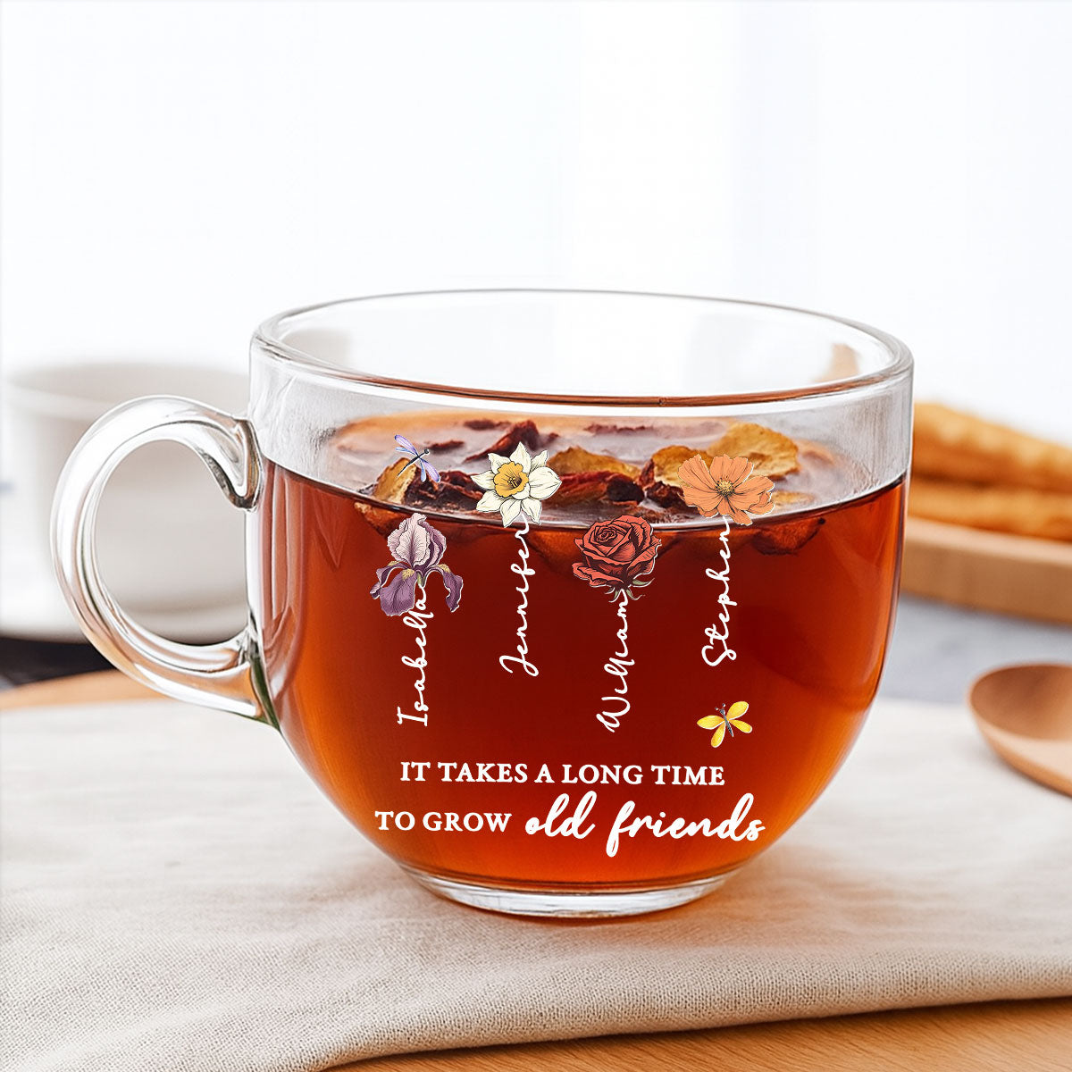 It Takes A Long Time - Personalized Custom Glass Tea Cup