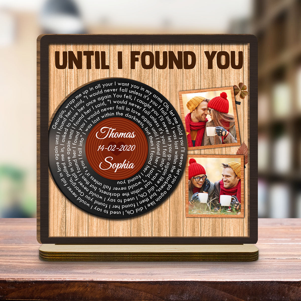 Endless Love Song Keepsake - Personalized Custom 2-Layer Wood Plaque With Flat Base