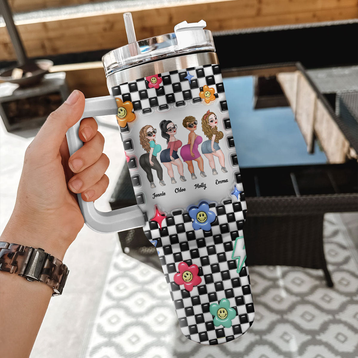 Sisters By Hearts - Personalized Custom 3D Inflated Effect Printed 40 Oz Tumbler