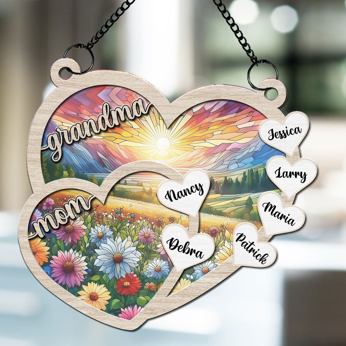 Grammy We Love You Forever - Personalized Custom Suncatcher 
