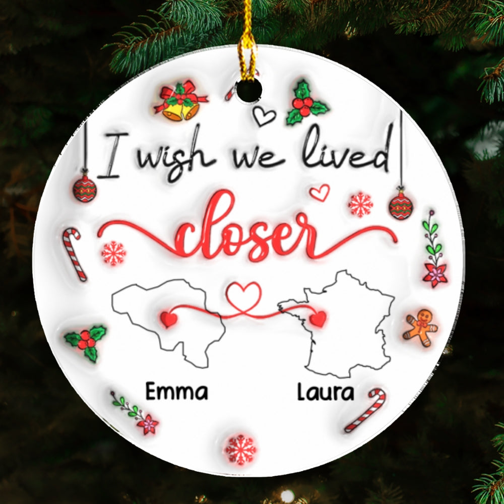 Besties Are Always Close At Heart Country Version - Personalized Custom 3D Inflated Effect Acrylic Ornament