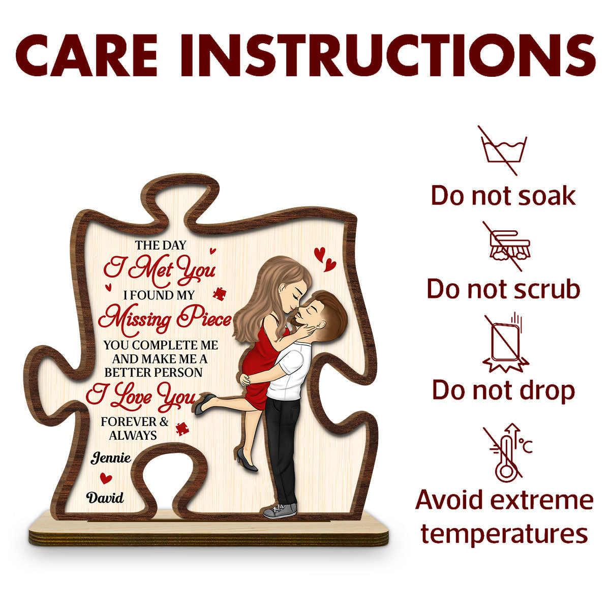 The Day I Met You - Personalized Custom 2-Layer Wood Plaque With Flat Base