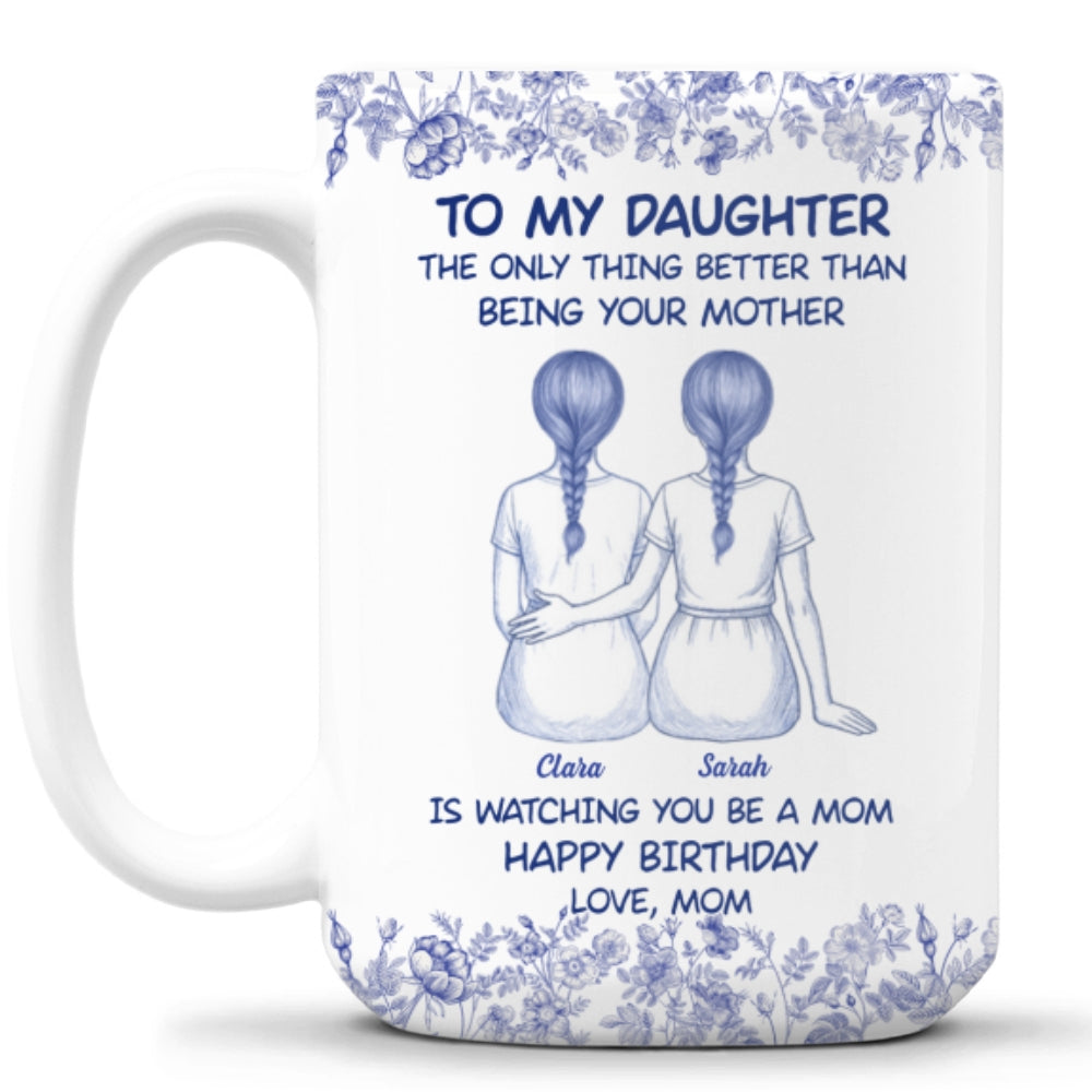 To My Daughter Cartoonize Blue Toile - Personalized Custom Coffee Mug