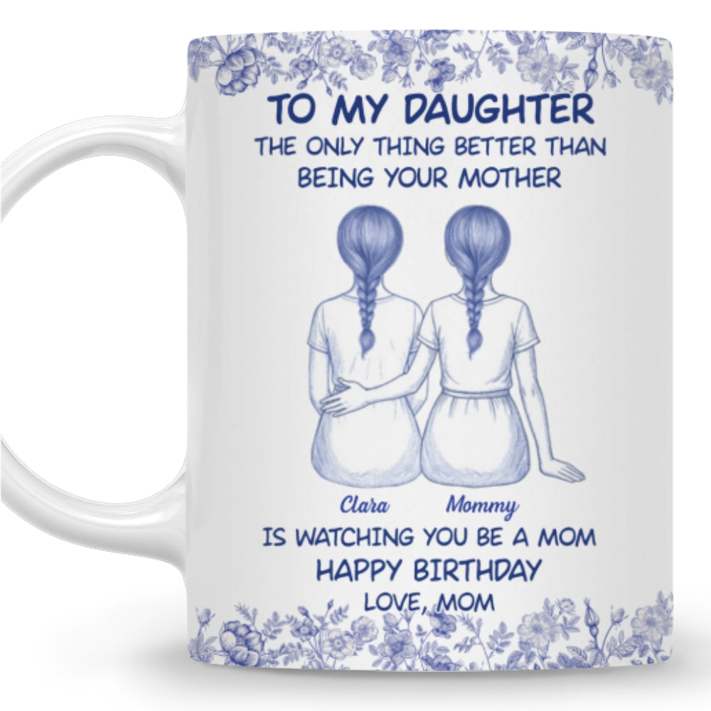 To My Daughter Cartoonize Blue Toile - Personalized Custom Coffee Mug