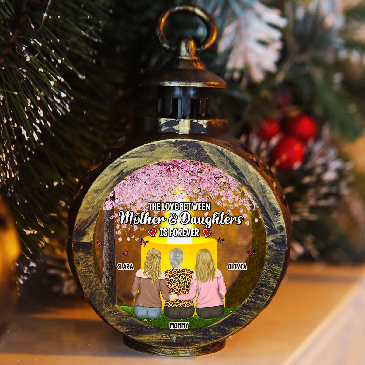 Mother And Daughters Share Forever - Personalized Custom Christmas Lantern