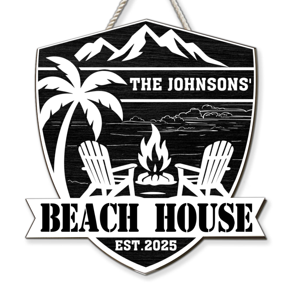 At The Beach House - Personalized Custom Wood Sign
