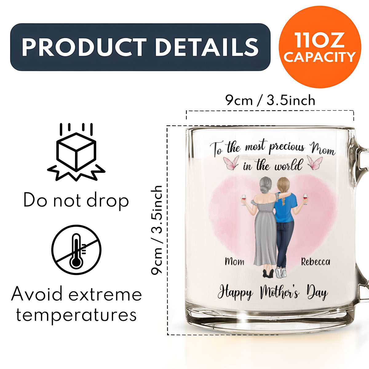 The Most Precious Mom - Personalized Custom Glass Mug