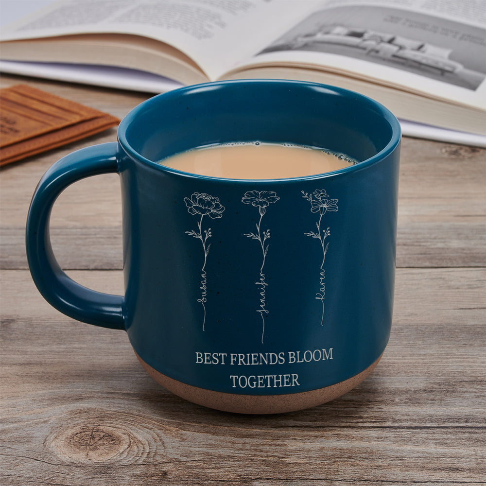Flower Friends - Personalized Custom Engraved Pottery Mug
