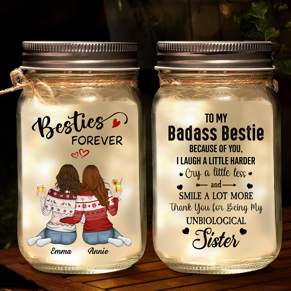 Besties Forever - Personalized Custom Mason Jar Light