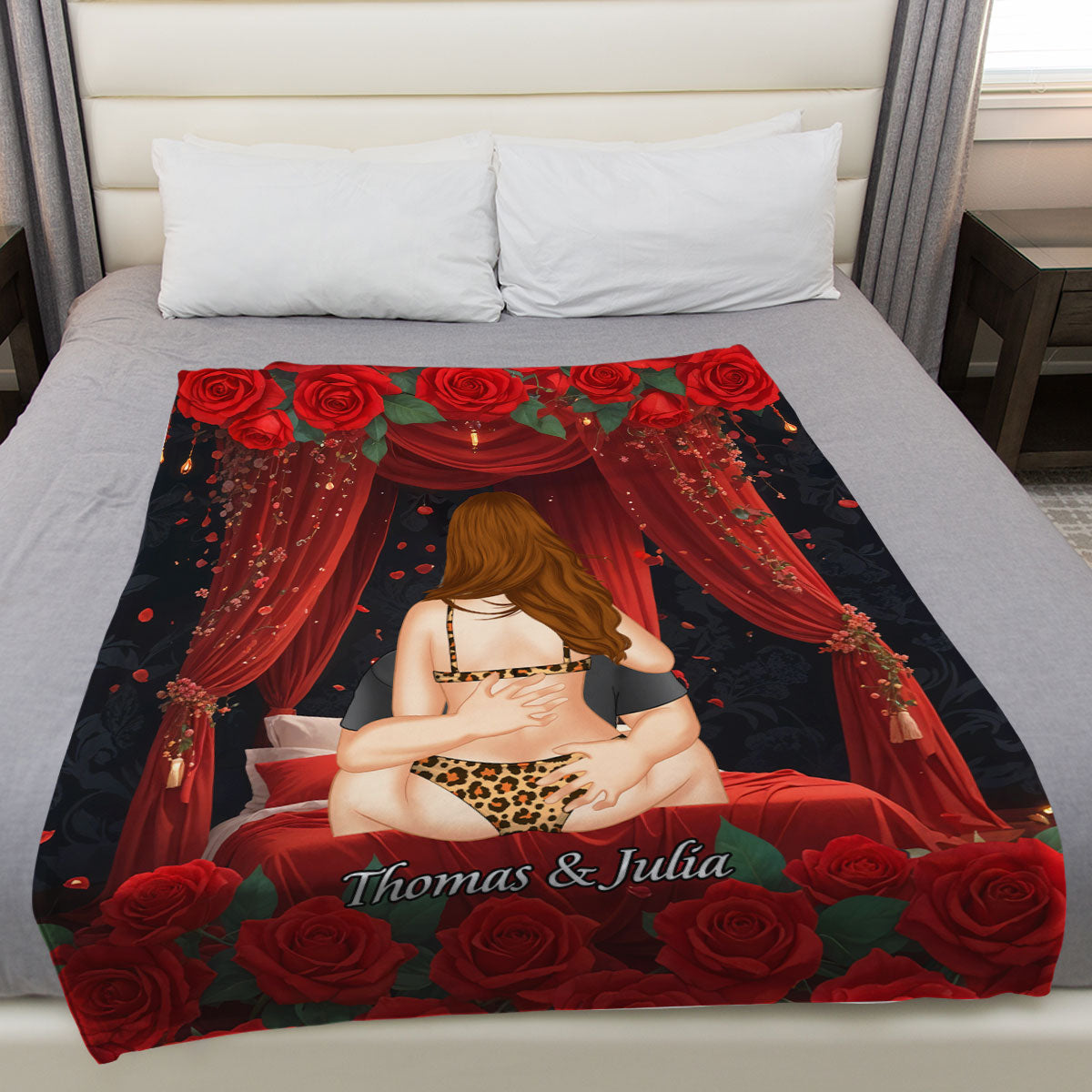 Romantic Blanket Couple - Personalized Custom Fleece Blanket