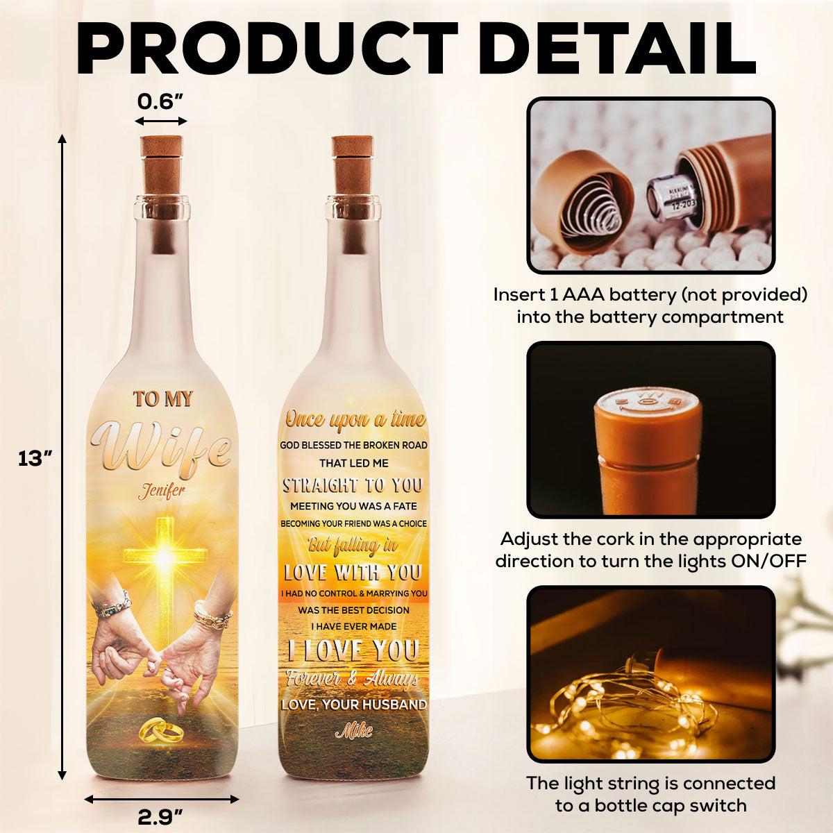 God Blessed The Broken Road - Personalized Custom Bottle Lamp