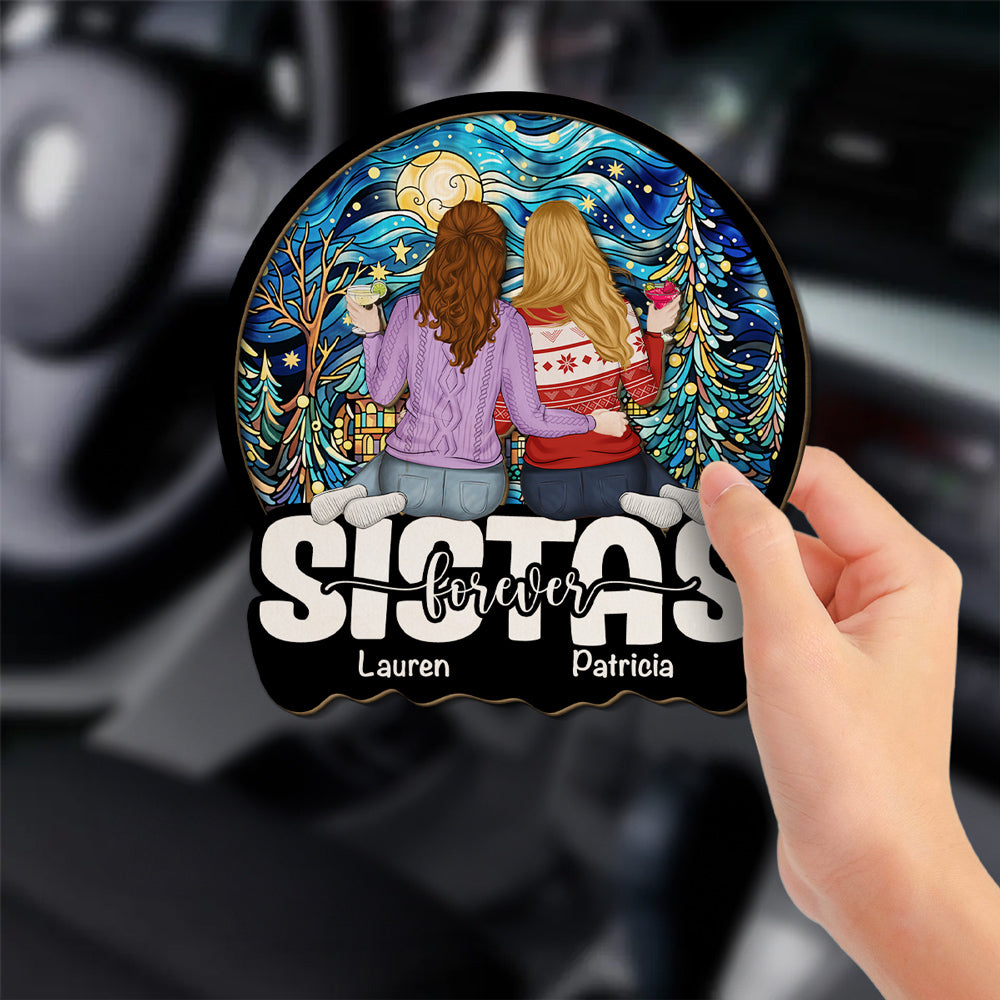 Besties Sitting Christmas - Personalized Custom Car Visor Clip