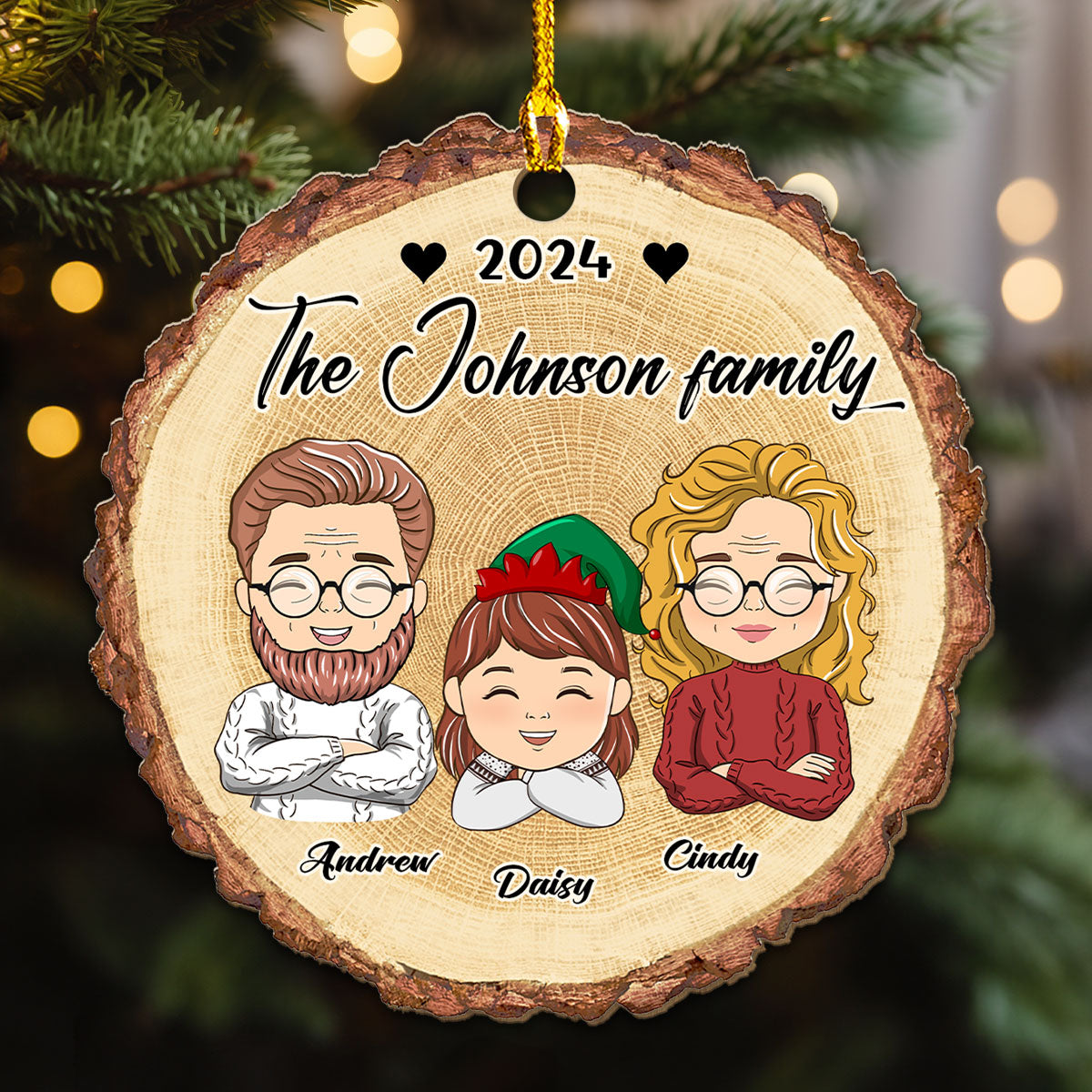 I Love My Family - Personalized Custom Wood Ornament