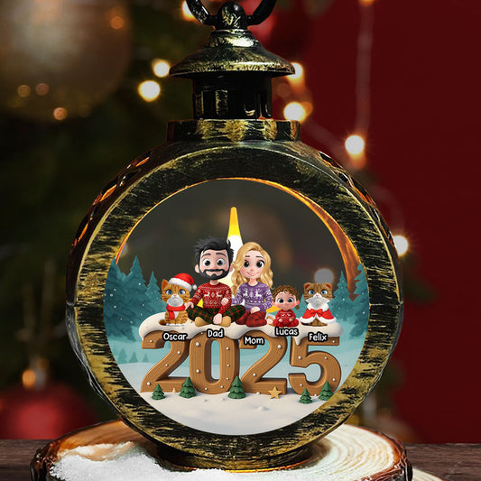 As A Family Now With Cats - Personalized Custom 3D Effect Christmas Lantern