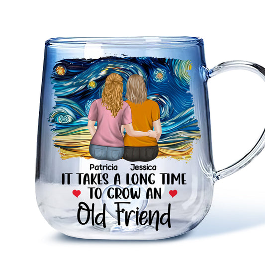 Friendship Forever - Personalized Custom Blue Gradient Glass Mug