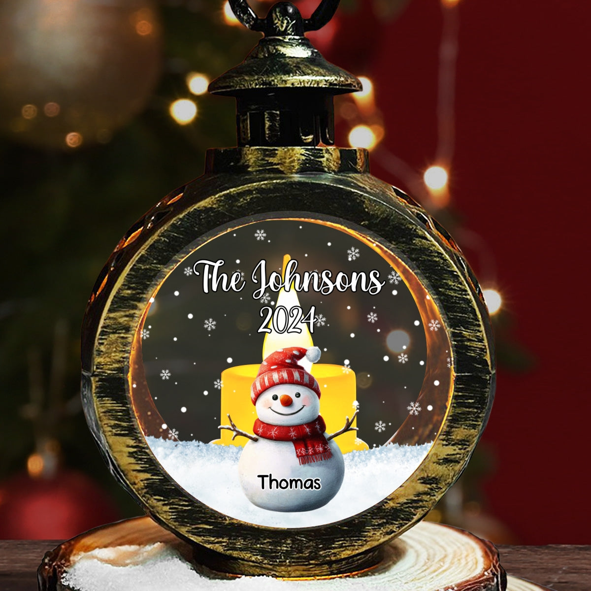 Snowman Family Christmas - Personalized Custom Christmas Lantern