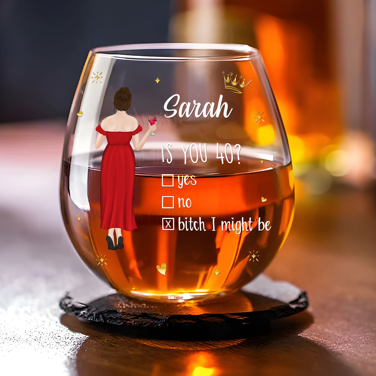 Is You 40 - Personalized Custom Wine Glass