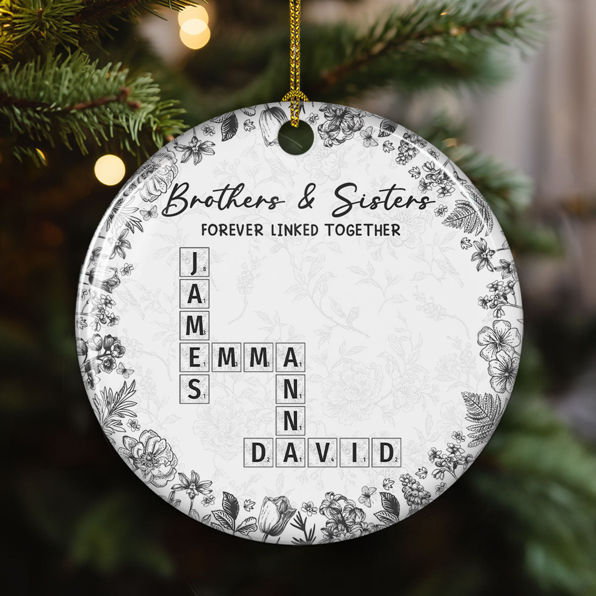 Family Ties Never Fade - Personalized Custom Ceramic Ornament