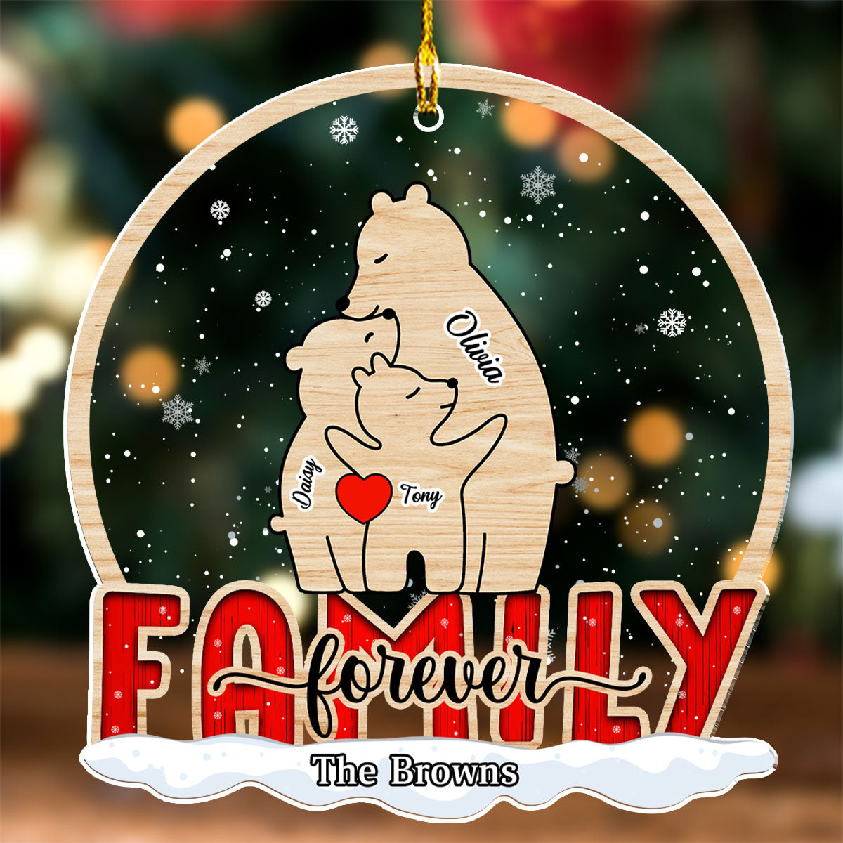 Bear Family - Personalized Custom Acrylic Ornament