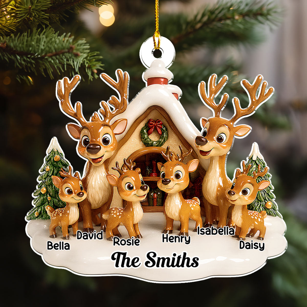 Reindeer Family - Personalized Custom Acrylic Ornament