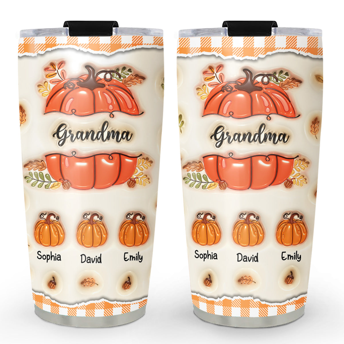 Pumpkin Grandma - Personalized Custom 3D Inflated Effect Tumbler