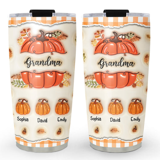 Pumpkin Grandma - Personalized Custom 3D Inflated Effect Tumbler