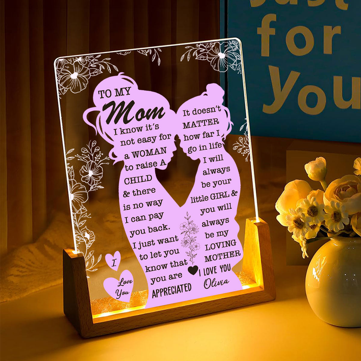 To My Mom - Personalized Custom Plaque With Walnut Base