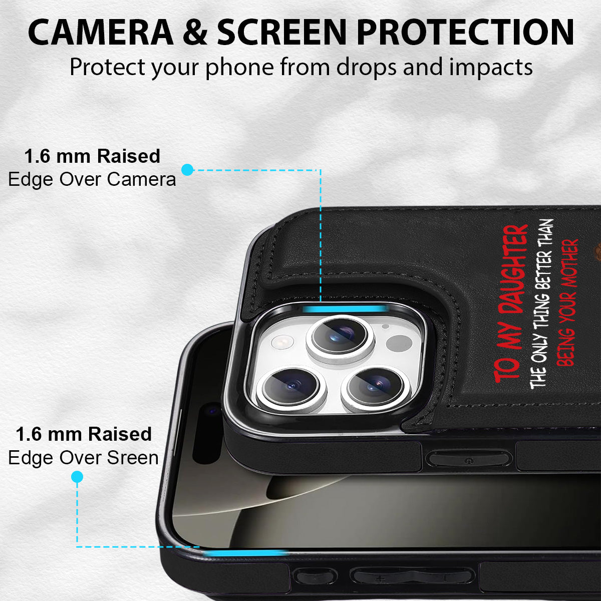 To My Daughter - Personalized Custom Leather Phone Case