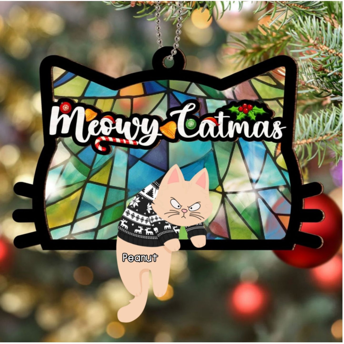 Have A Pawsome Christmas - Personalized Custom Suncatcher Ornament