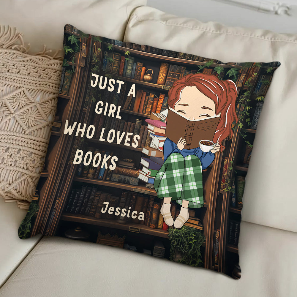 A Girl Obsessed With Books - Personalized Custom Throw Pillow
