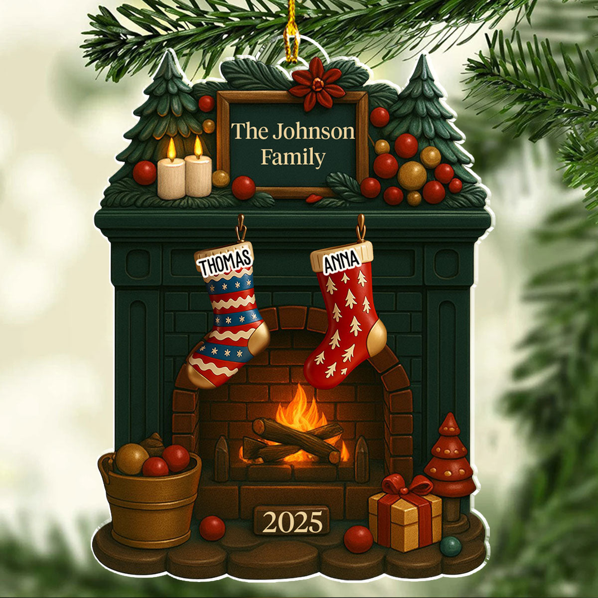 Family Fireplace - Personalized Custom Acrylic Ornament