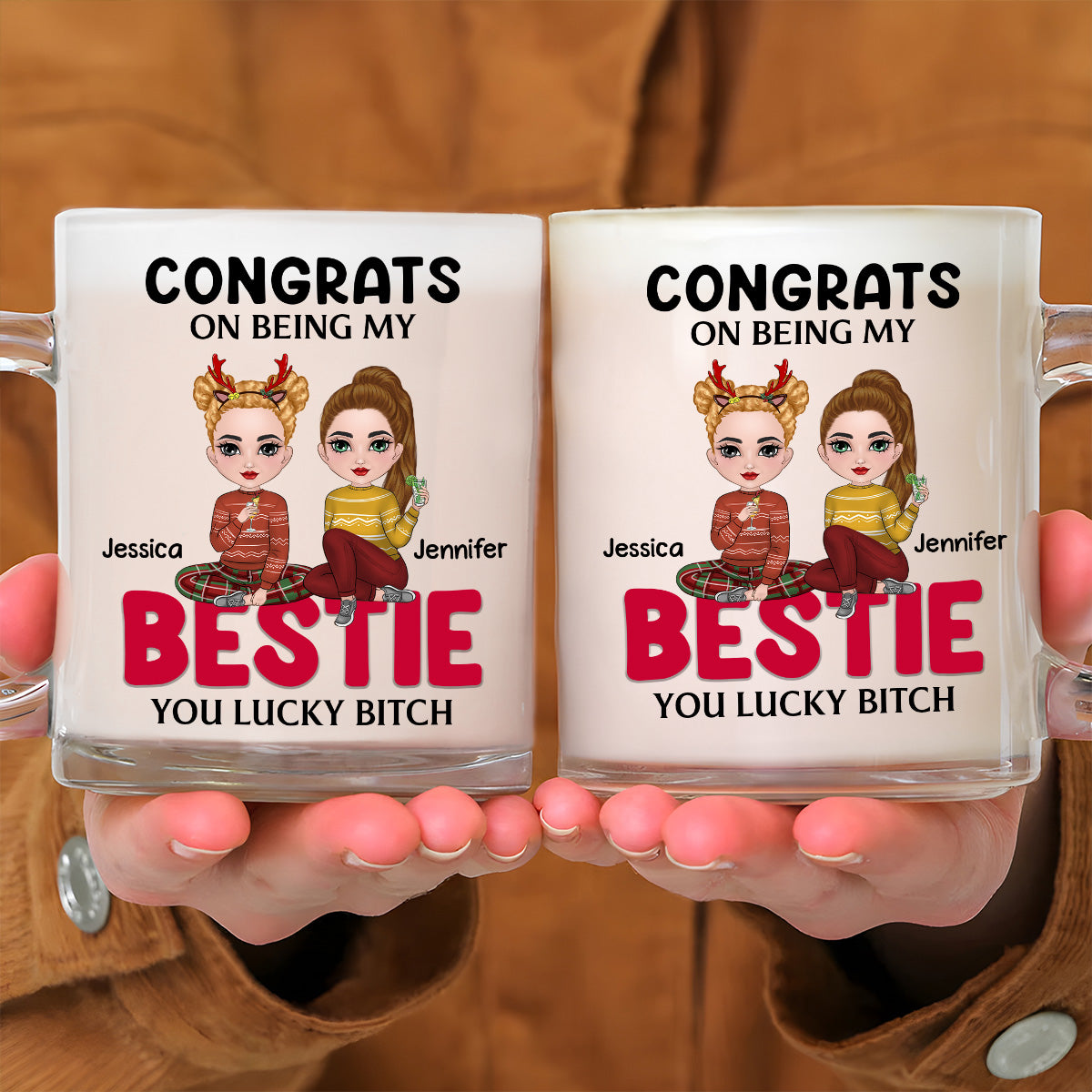 Thank You Being My Bestie - Personalized Custom Glass Mug
