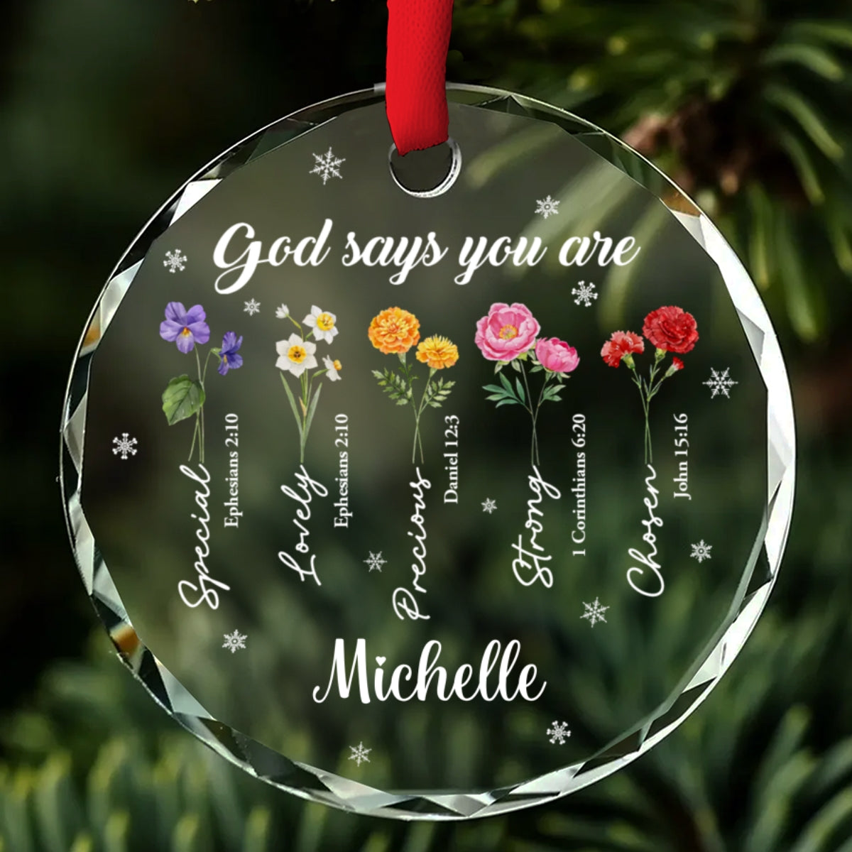 God Says You Are Flower Version - Personalized Custom Glass Ornament