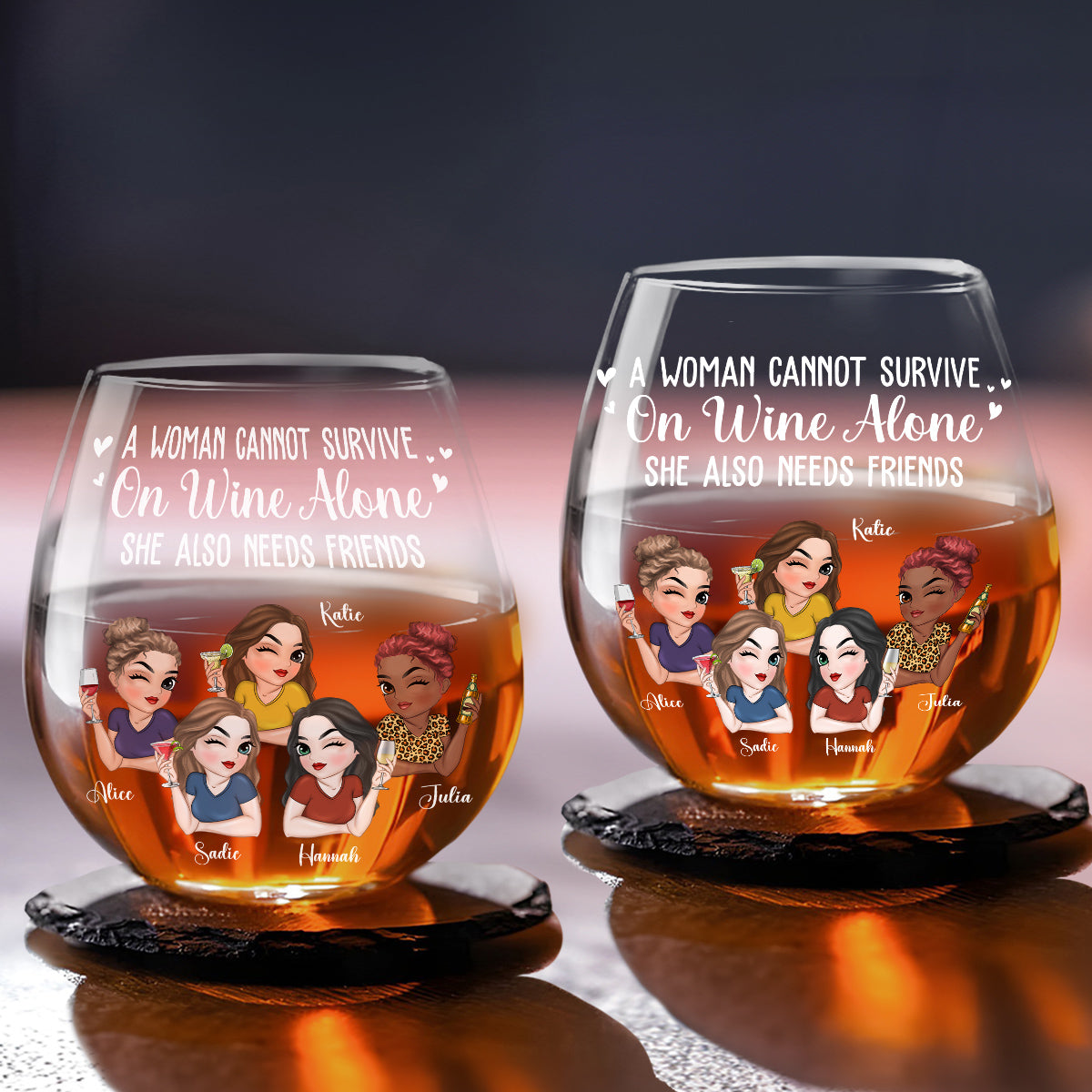 A Woman Cannot Survive On Wine Alone - Personalized Custom Wine Glass