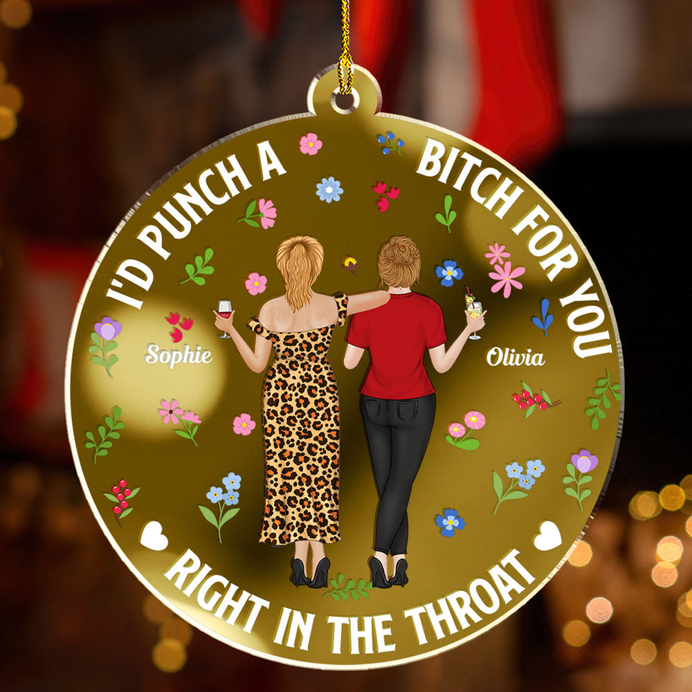 Punch Bitch Besties - Personalized Custom Mirrored Acrylic Ornament